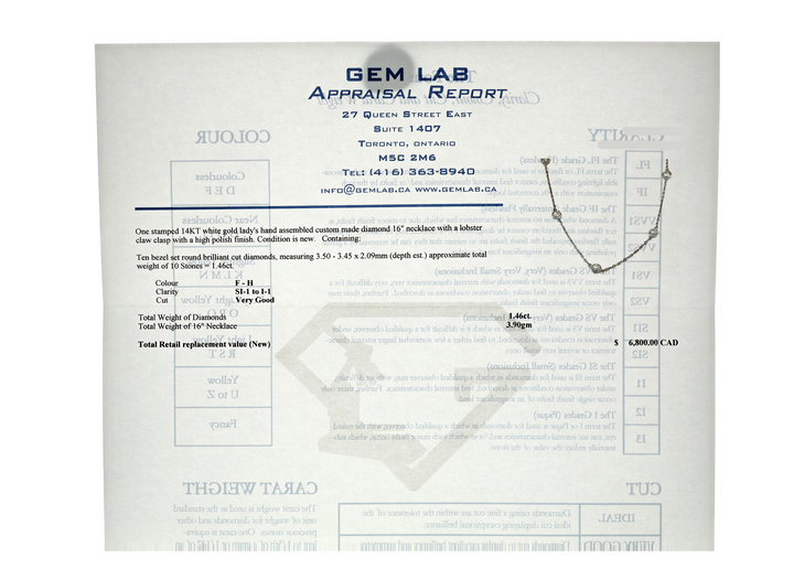 14KT White Gold 1.46ctw Diamond 16" Estate Necklace