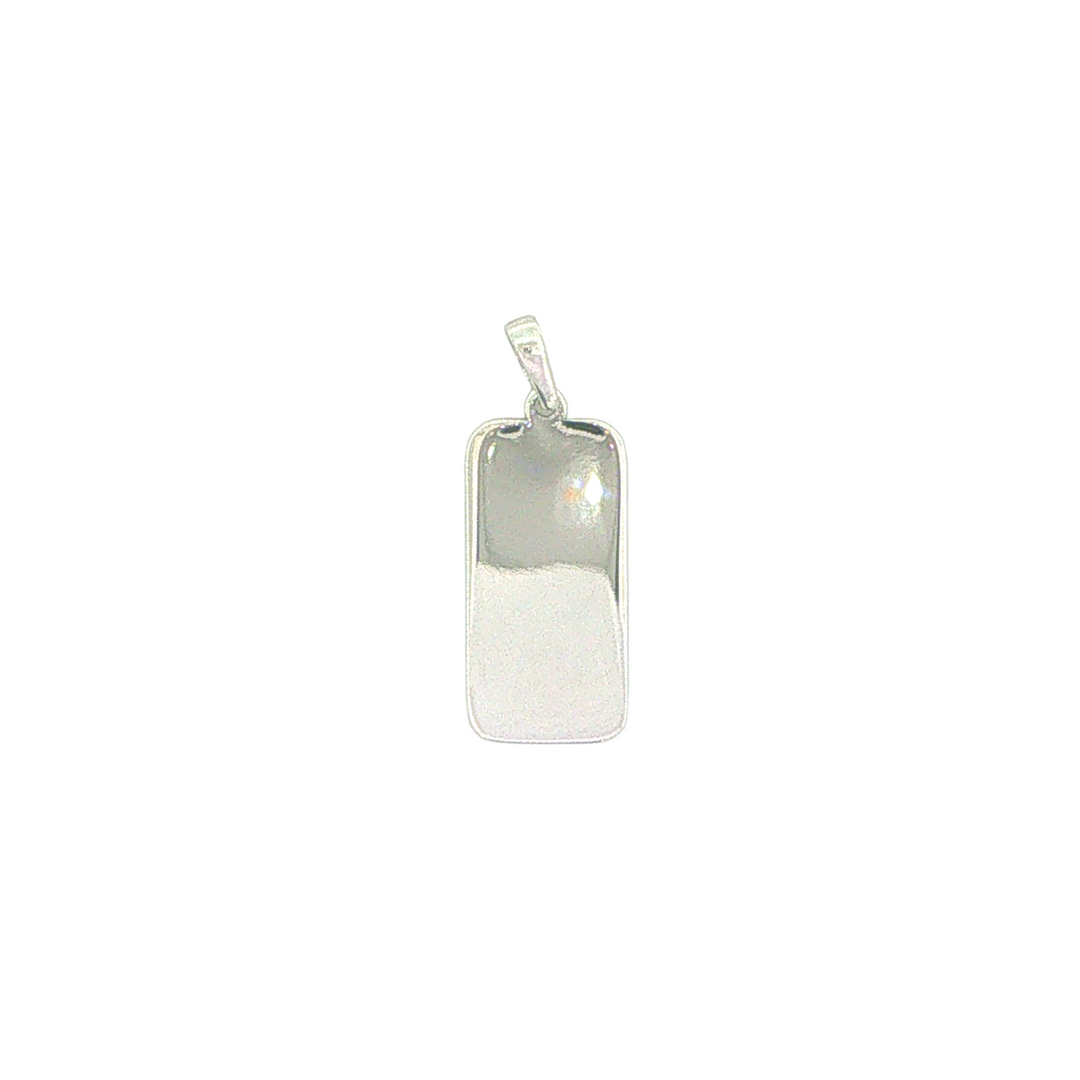 10KT White Gold Rectangular Dog Tag Pendant