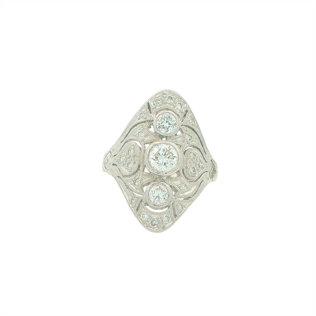 Platinum 1.07cttw Diamond Cocktail Estate Ring