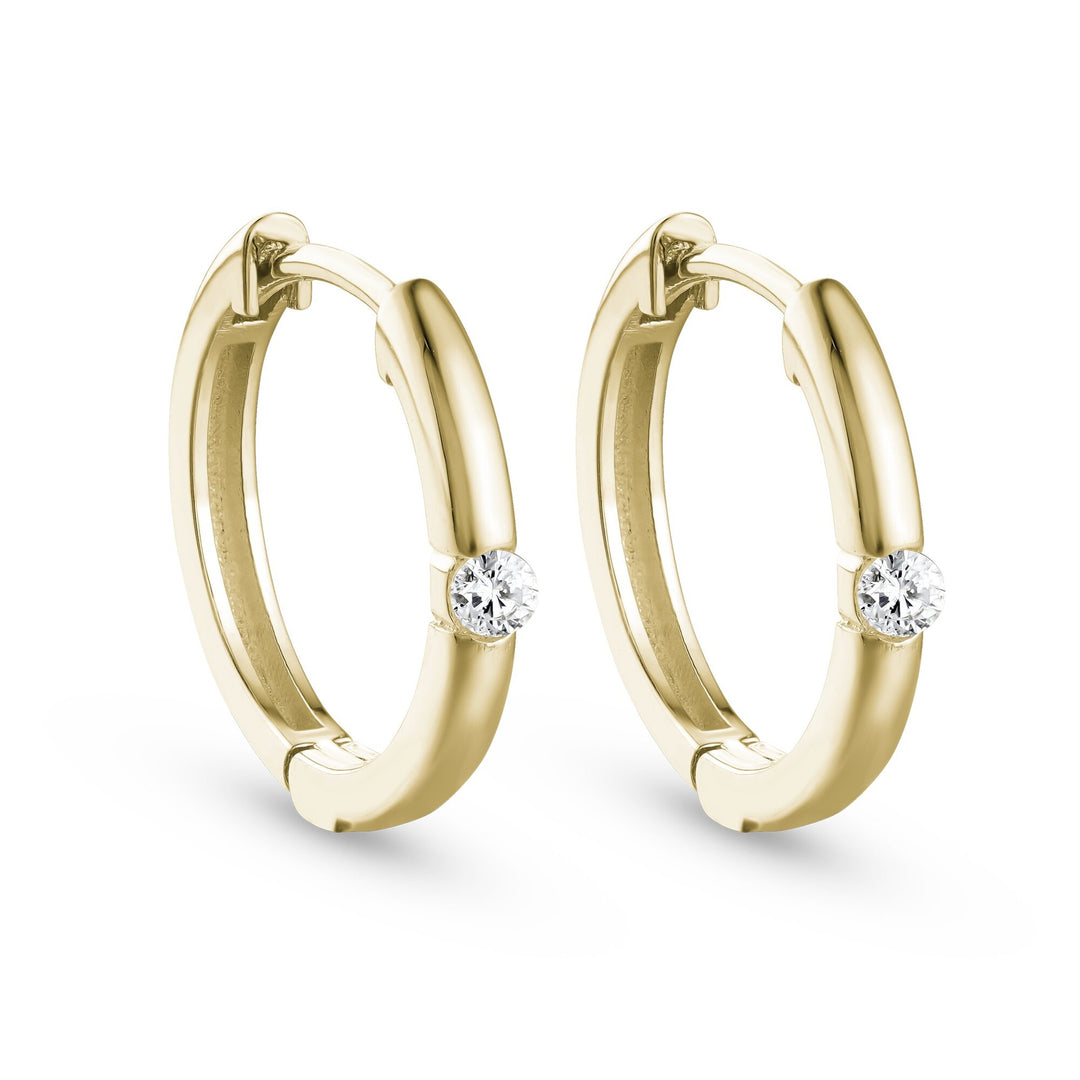 MALO Sterling Silver Yellow Vermal Plating 0.06ctw Diamond Huggie Hoop Earrings