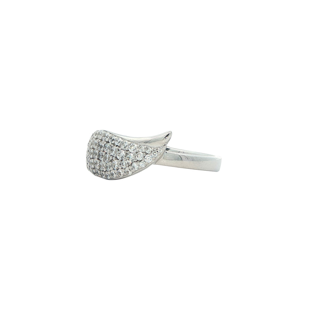 ELLE Sterling Silver "Amour" CZ Leaf Ring