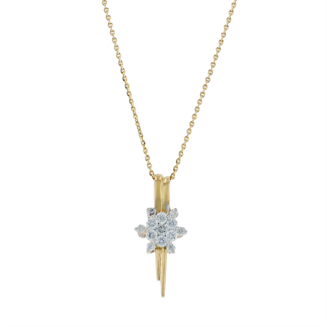 10-14KT Yellow Gold Reversible Tanzanite and 1.30ctw Diamond Estate Pendant on a Rolo Chain 16"