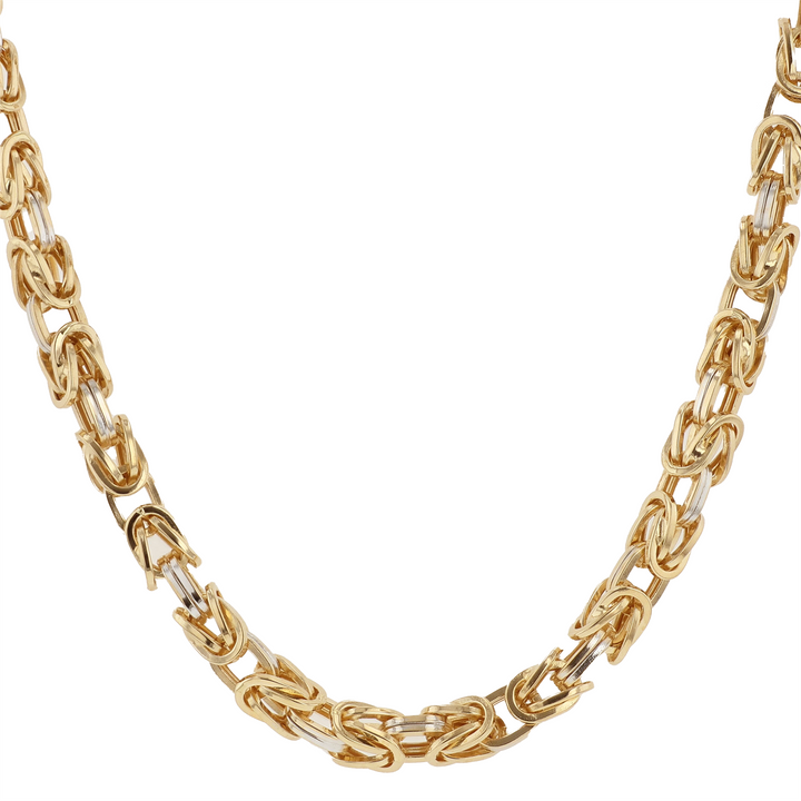 18KT Yellow and White Gold Byzantine Link Estate Chain 24"