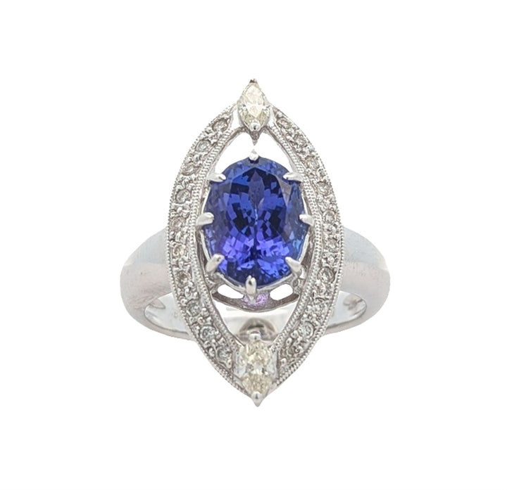 18KT White Gold Tanzanite and 2.59ctw Diamond Ring