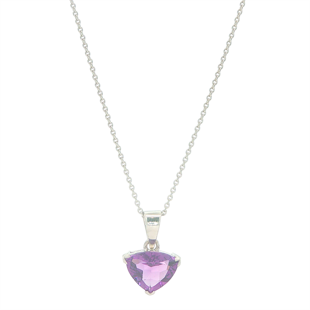 14KT White Gold Estate Amethyst Pendant with Cable Link Chain 16+2"