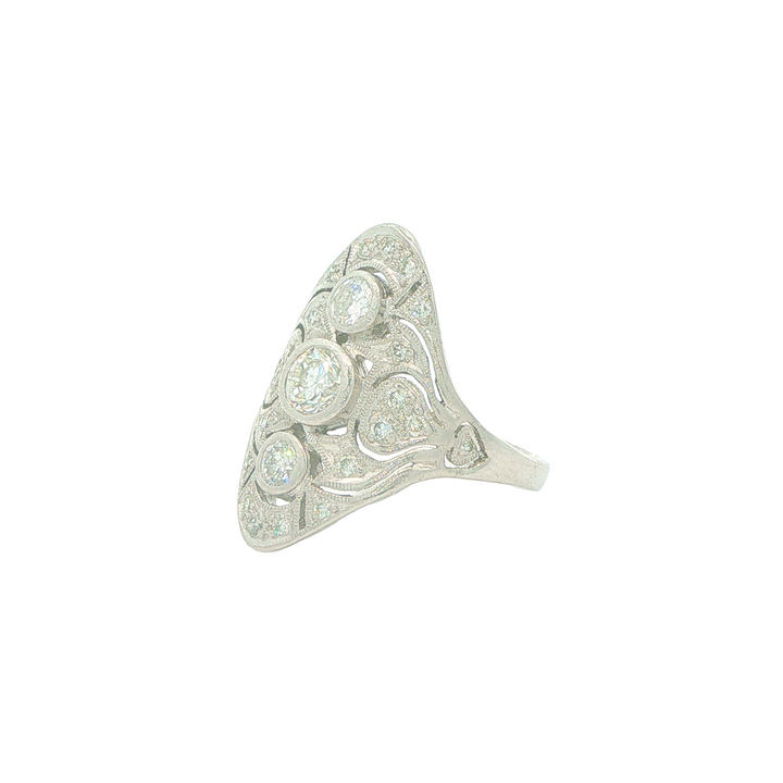 Platinum 1.07cttw Diamond Cocktail Estate Ring