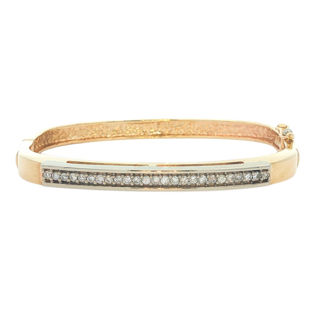 14KT Two-tone Gold and 0.40ct Diamond Hinged Bangle