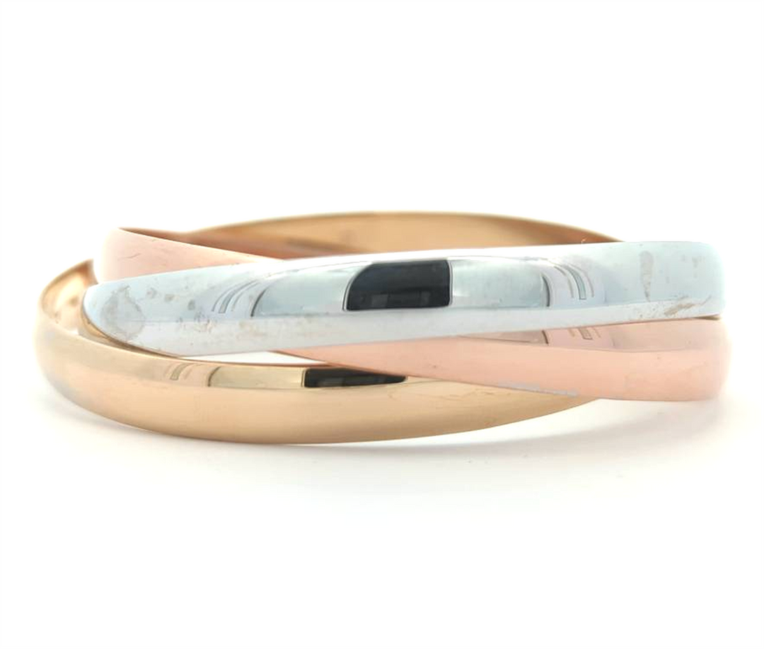 18KT Yellow, White and Rose Gold Estate Interlocking Bangle