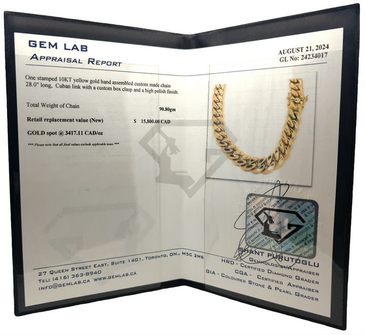 10KT Yellow Gold 28" Cuban Link Estate Chain