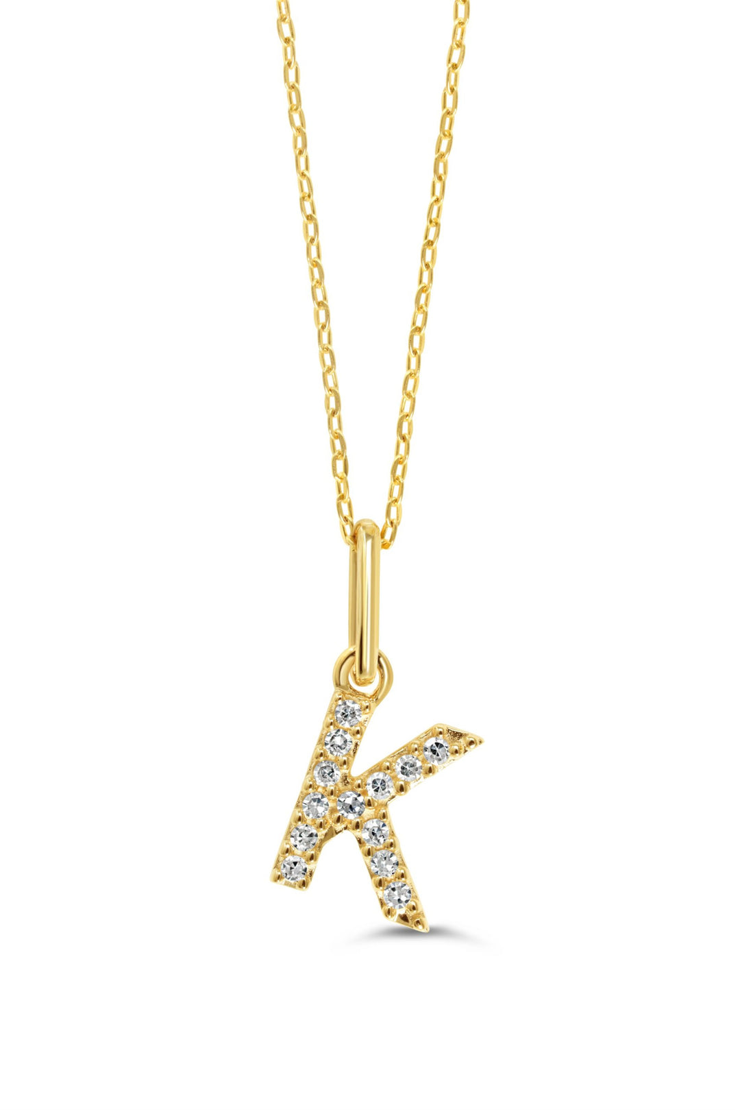 10KT Yellow Gold 0.04ctw Diamond Initial "K" Necklace