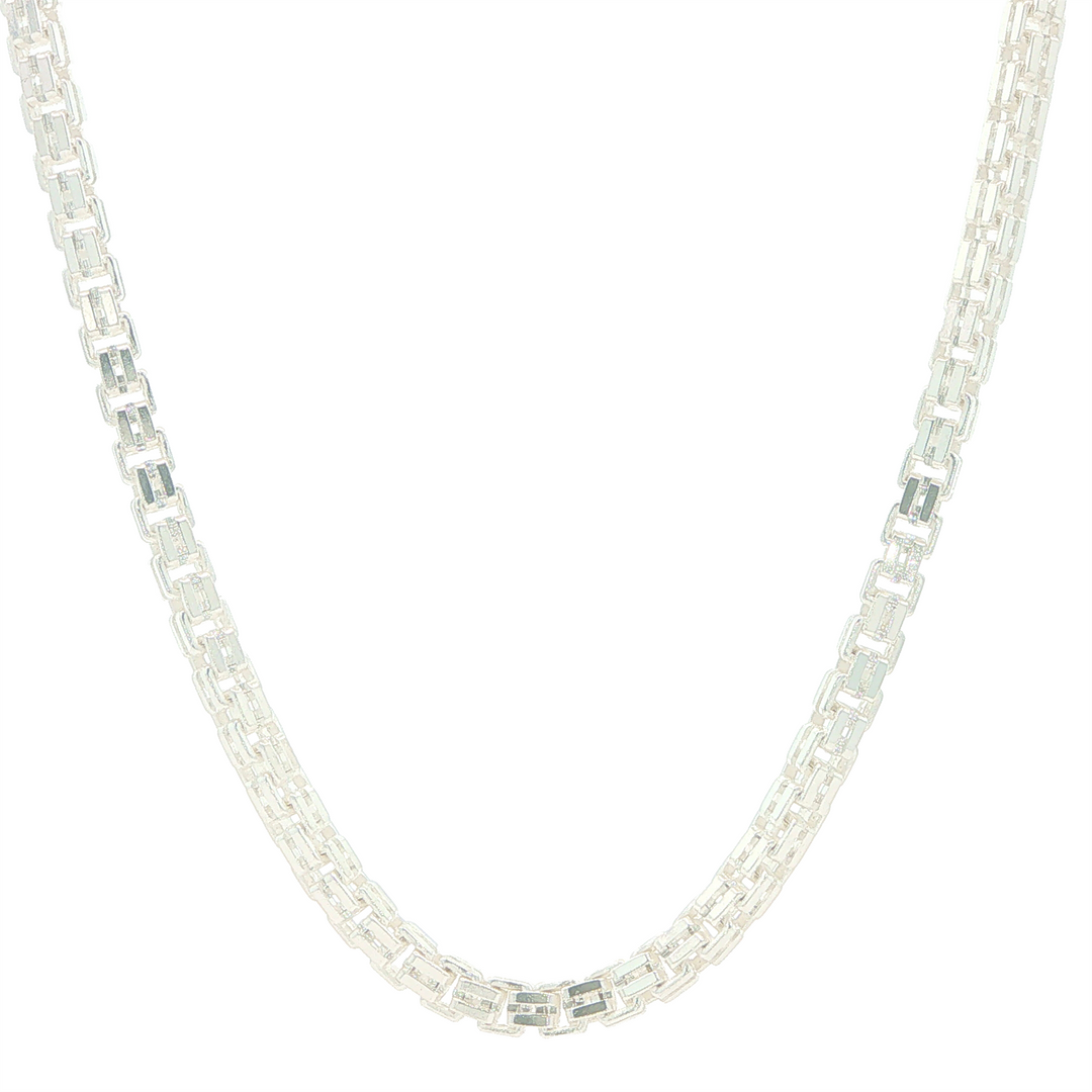 Sterling Silver 3mm 4 Sides Diamond Cut Double Links Box Chain 22"