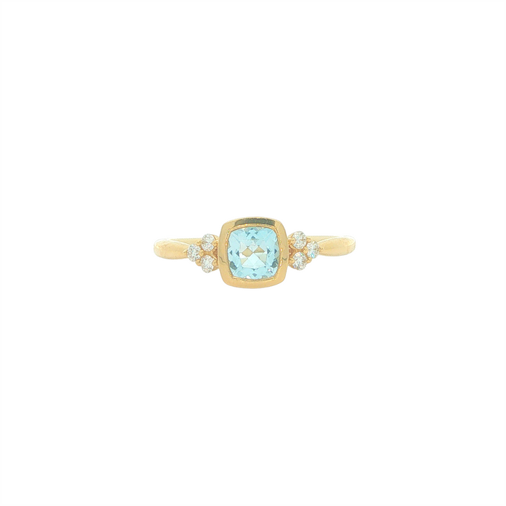 18KT Yellow Gold Topaz and 0.11cttw Diamond Ring