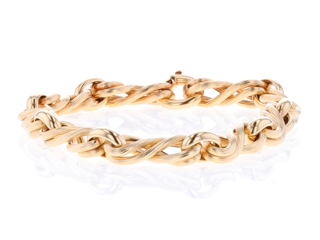 18KT Yellow Gold 8" Figure Eight Hollow Bracelet