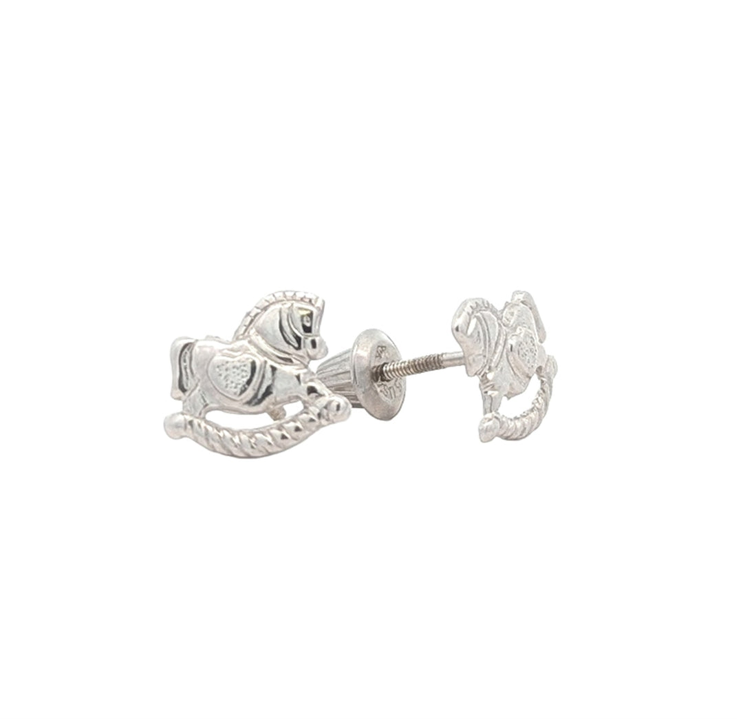 Sterling Silver Rocking Horse Children's Stud Earrings