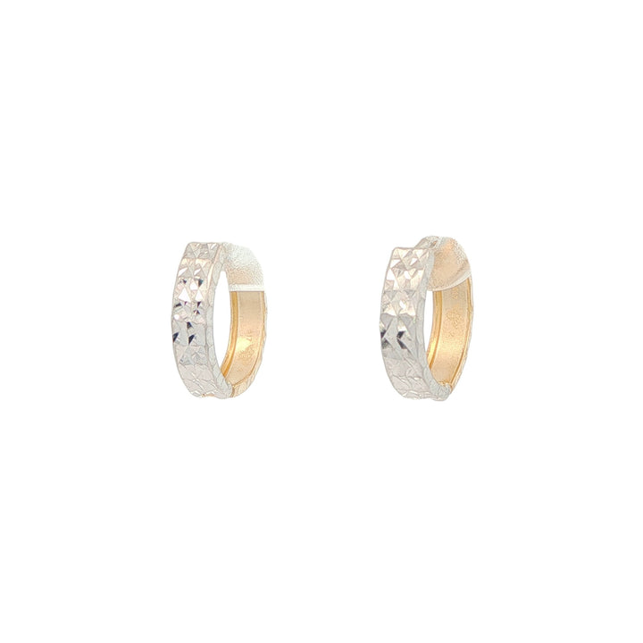 10KT Two-Tone Gold Reversible Huggie Earrings