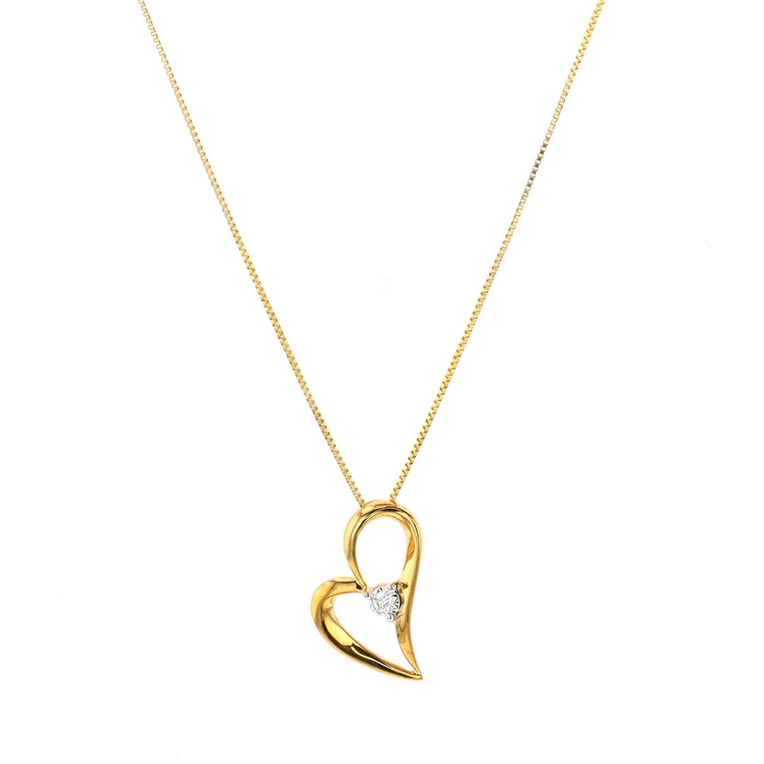 10KT Yellow Gold 0.02ctw Diamond Heart Necklace