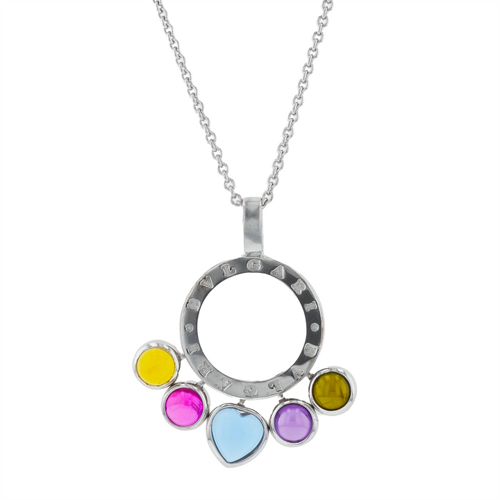 18KT White Gold "Bvlgari Allegra" Estate Pendant and Rolo Chain 18"