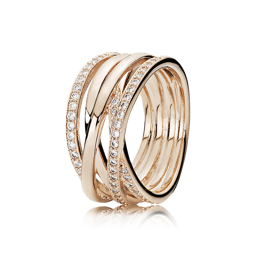 Ring Rose Tm Entwined With Clear CZ