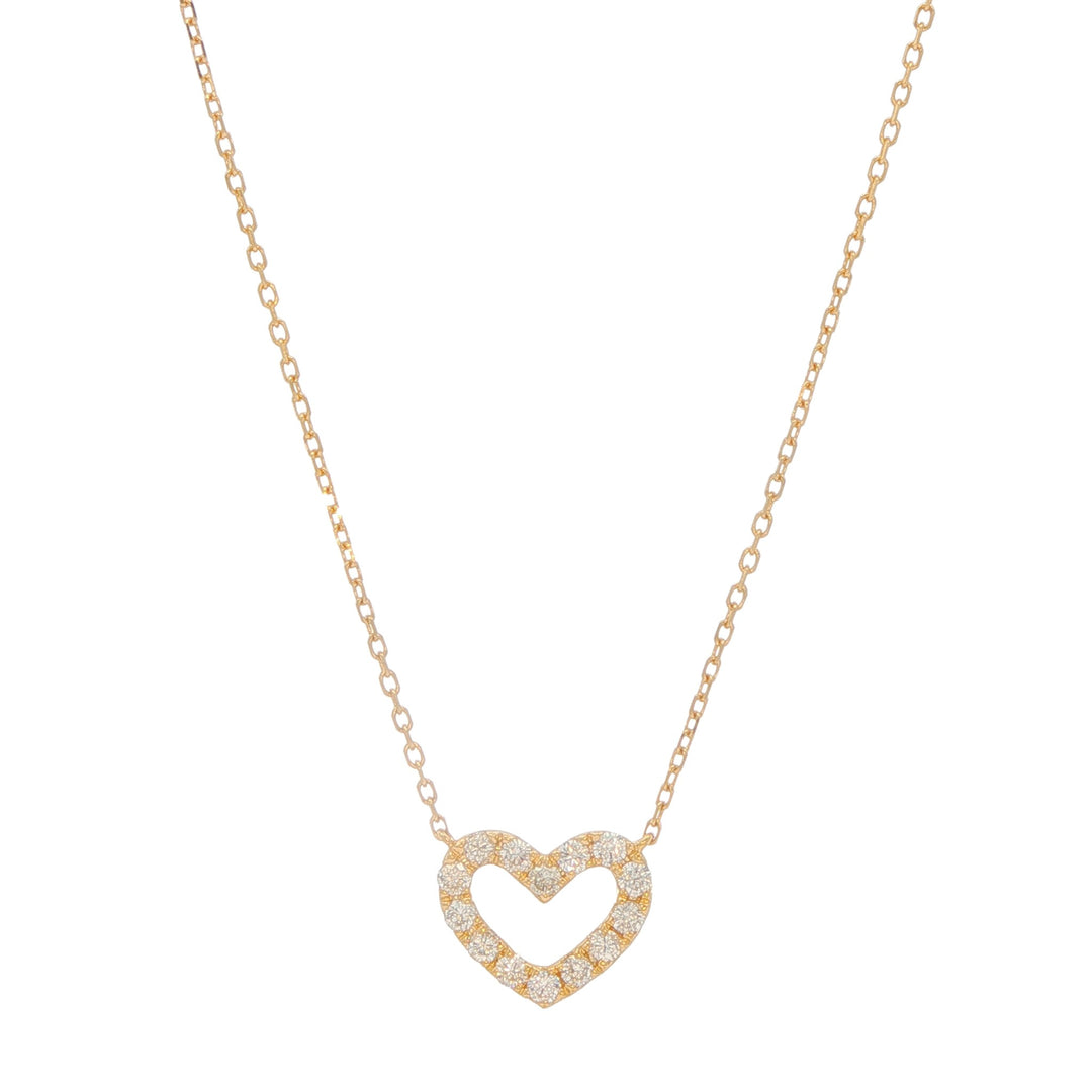 18K Yellow Gold 0.25ctw Diamond Heart 16" Necklace