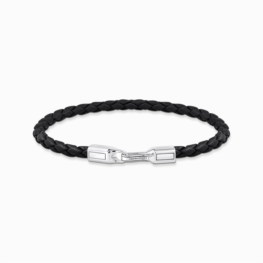 Thomas Sabo Sterling Silver Braided Black Leather Bracelet