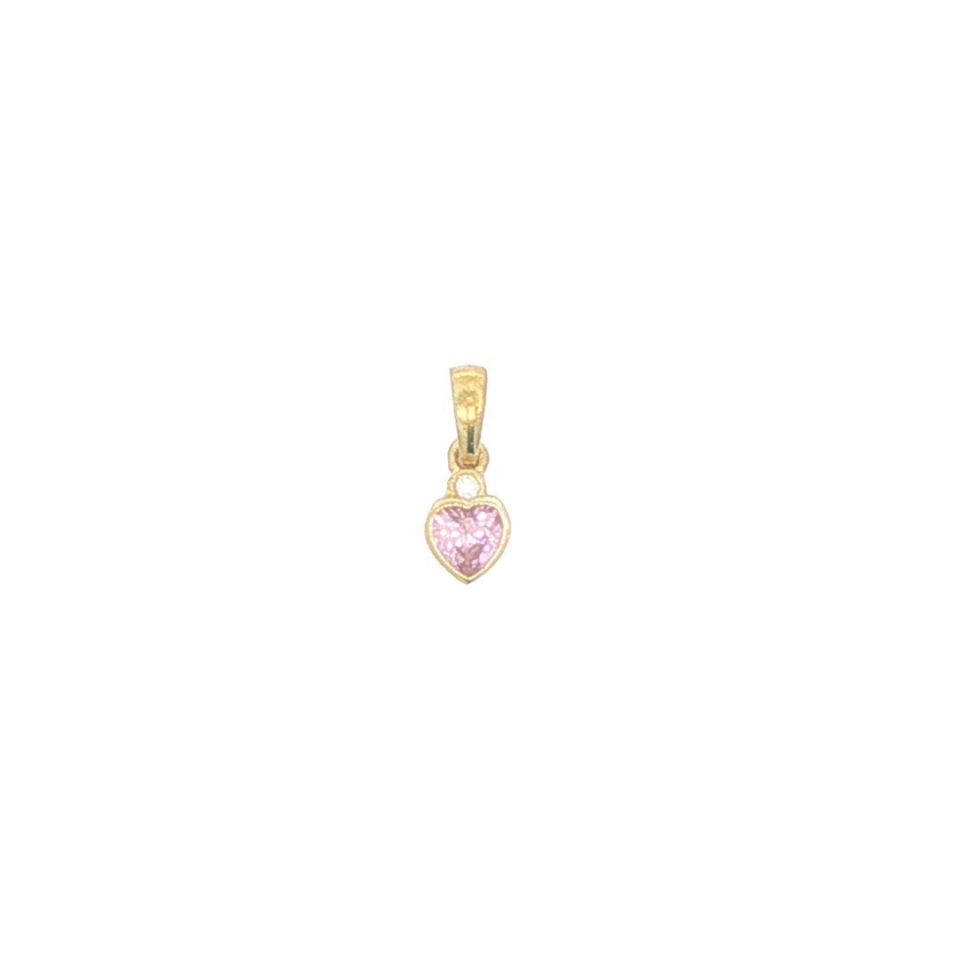 10KT Yellow Gold and Pink CZ Heart Pendant