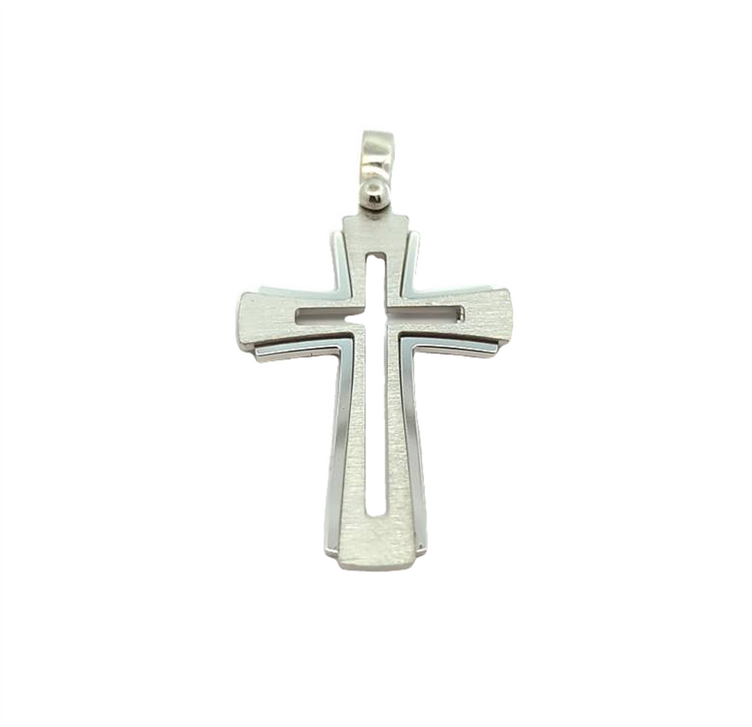 10KT White Gold Fancy Large Cross Pendant