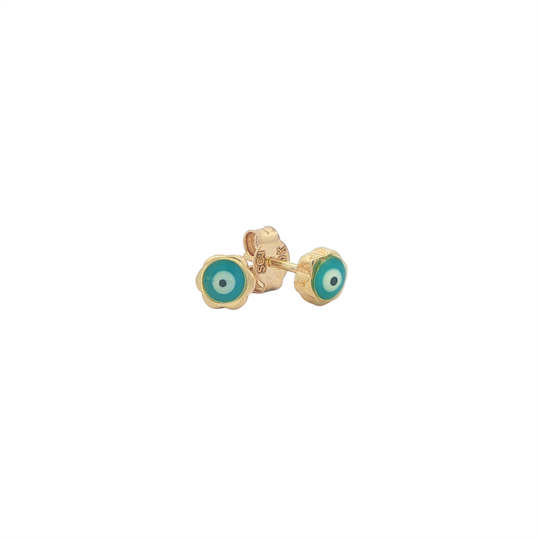 10K Yellow Gold Evil Eye Stud Earrings