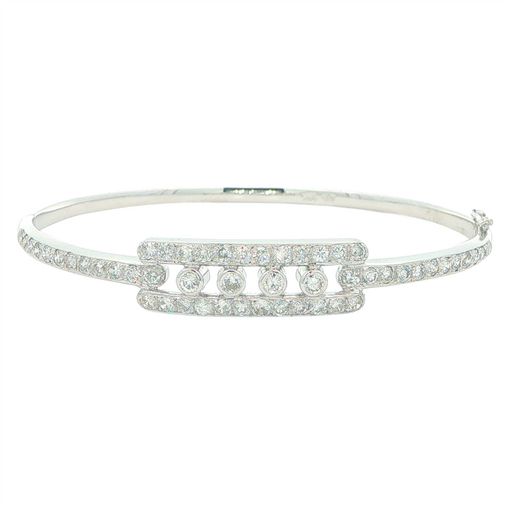 14K White Gold 1.66tcw Diamond Estate Bangle Bracelet