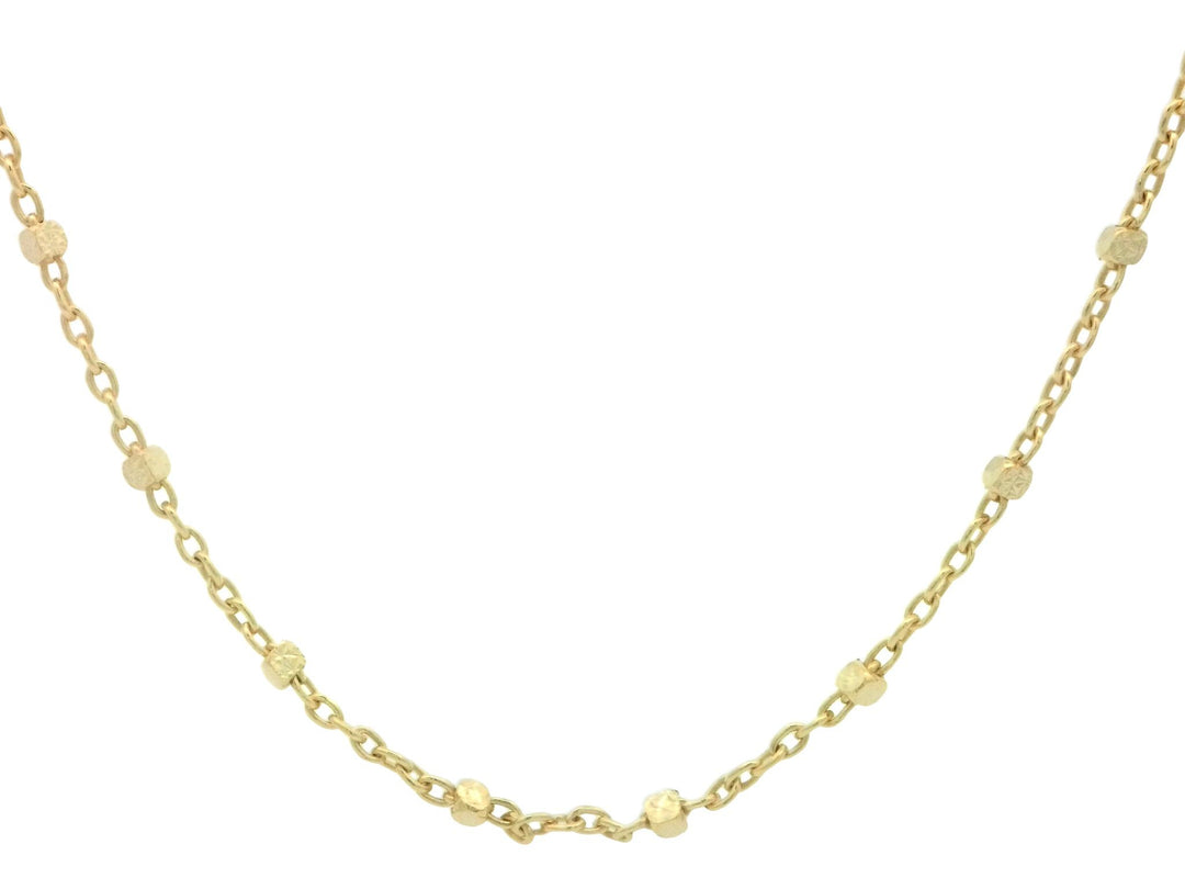10KT Yellow Gold 16" Alternating Bead Chain