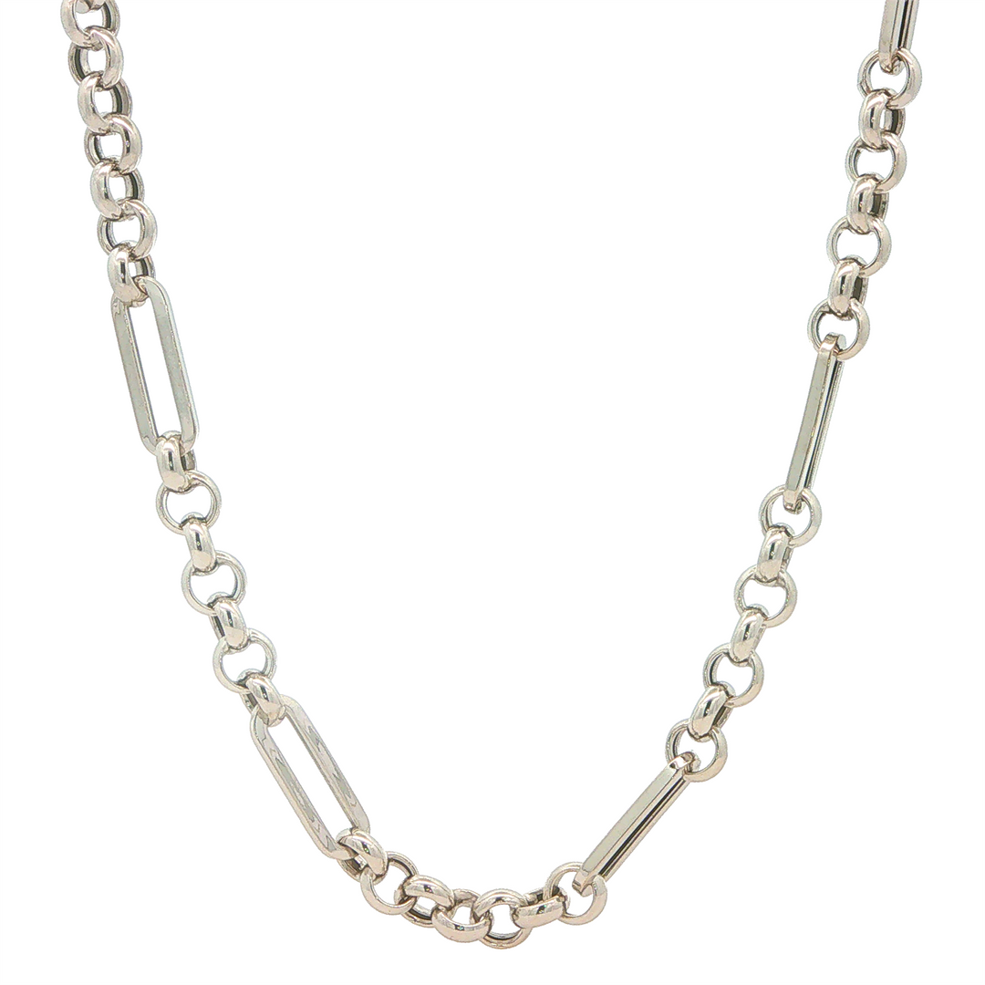 14KT White Gold Fancy Link Chain 18"
