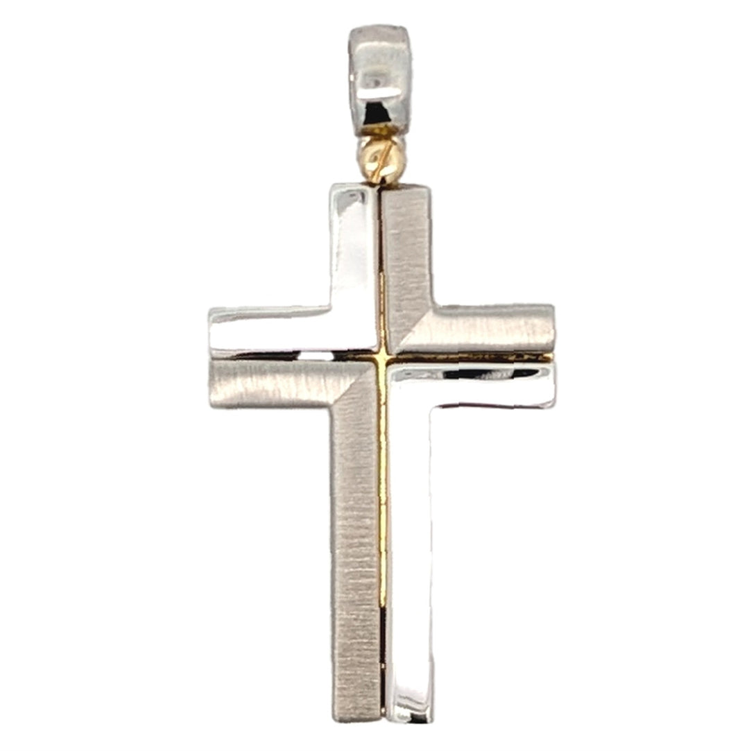 10KT White and Yellow Gold Fancy Cross