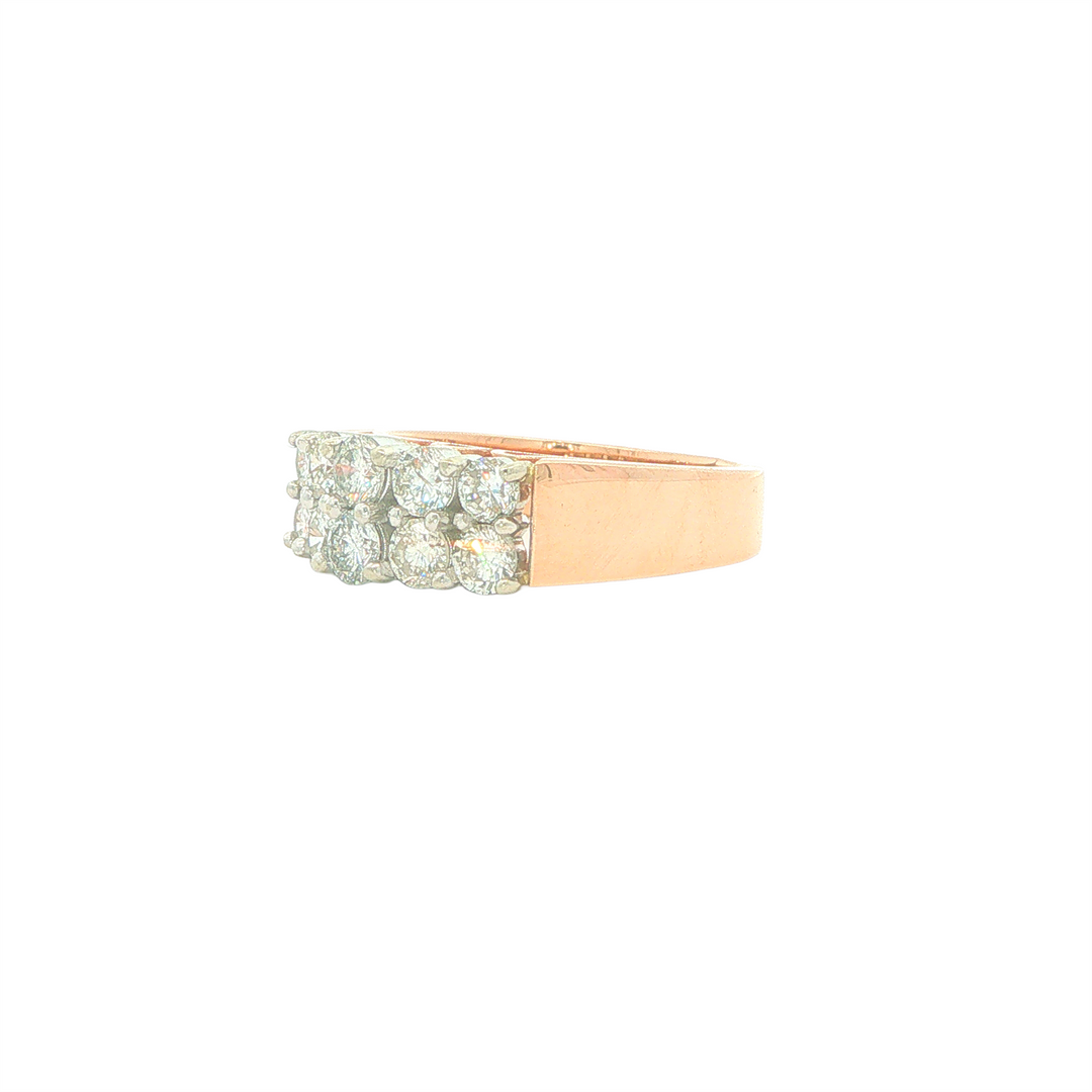18KT Rose & White Gold 1.00cttw Diamond Cluster Estate Ring