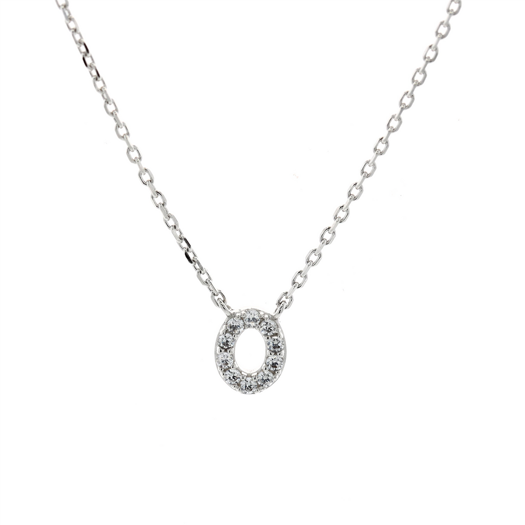 REIGN Sterling Silver CZ "O" 18" Necklace