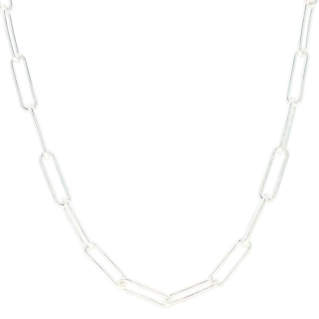 Sterling Silver 4mm Flat Paperclip Chain 20"