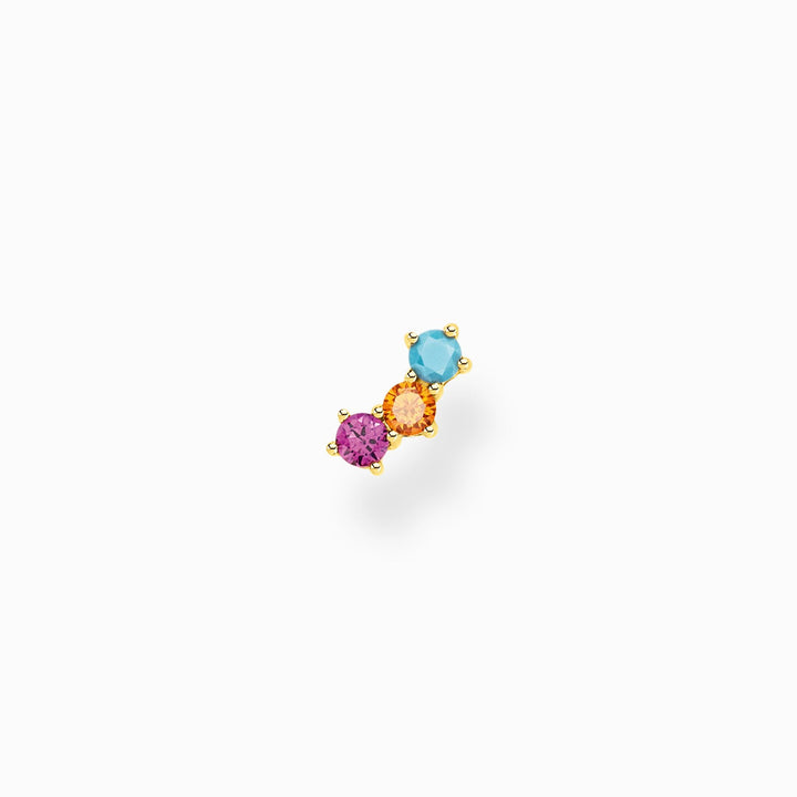 Thomas Sabo Sterling Silver Gold Plated Colourful Stones Single Stud Earring