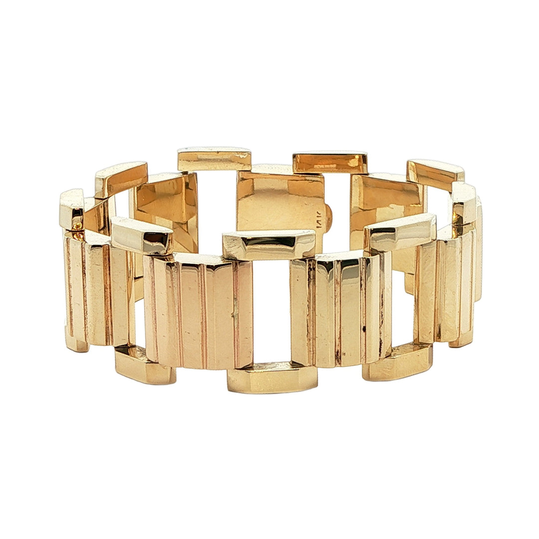14KT Yellow Gold 6.5" Rectangular Link Estate Bracelet