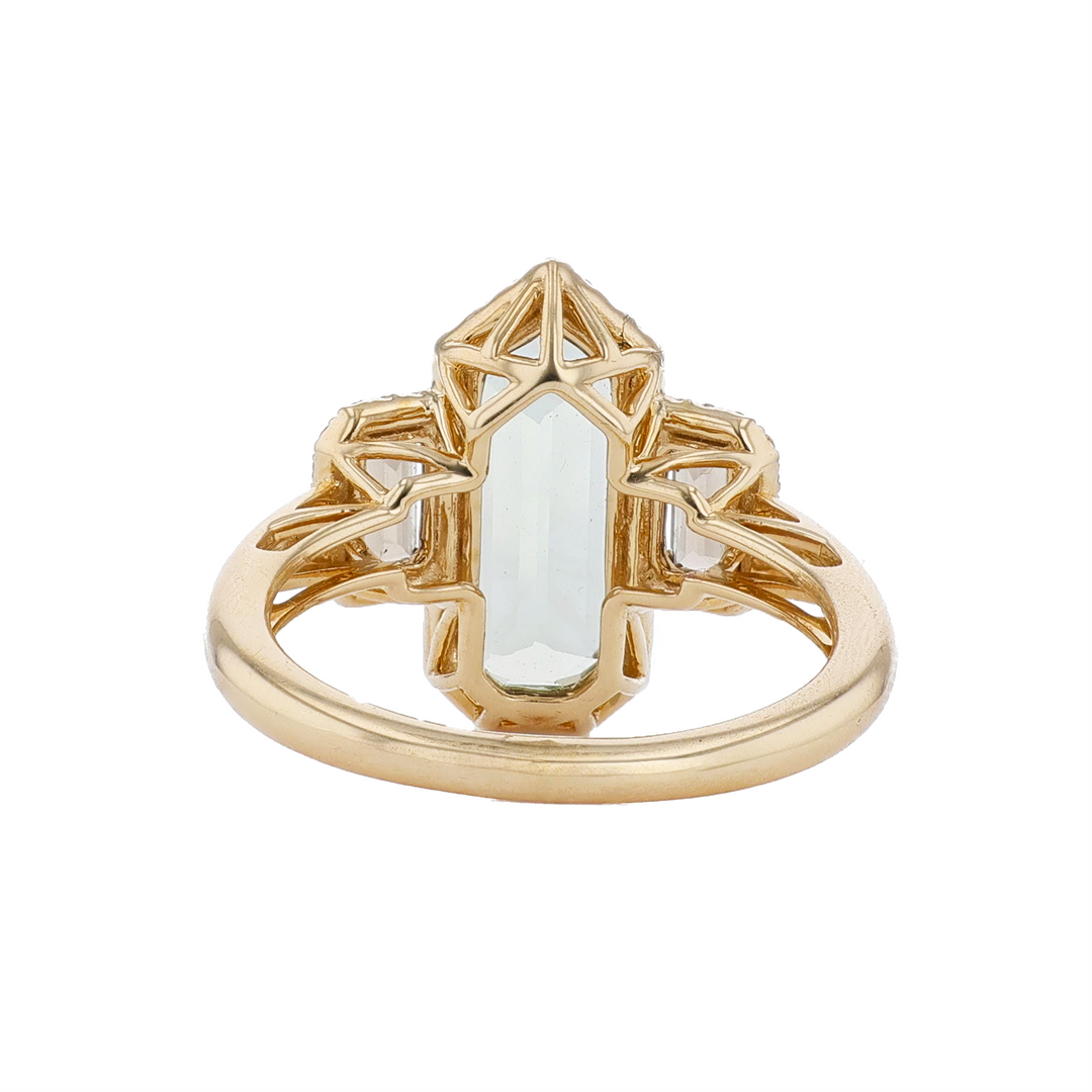 BELLARRI 14KT Yellow Gold Prasiolite, Smokey Quartz and 0.25ctw Diamond Ring