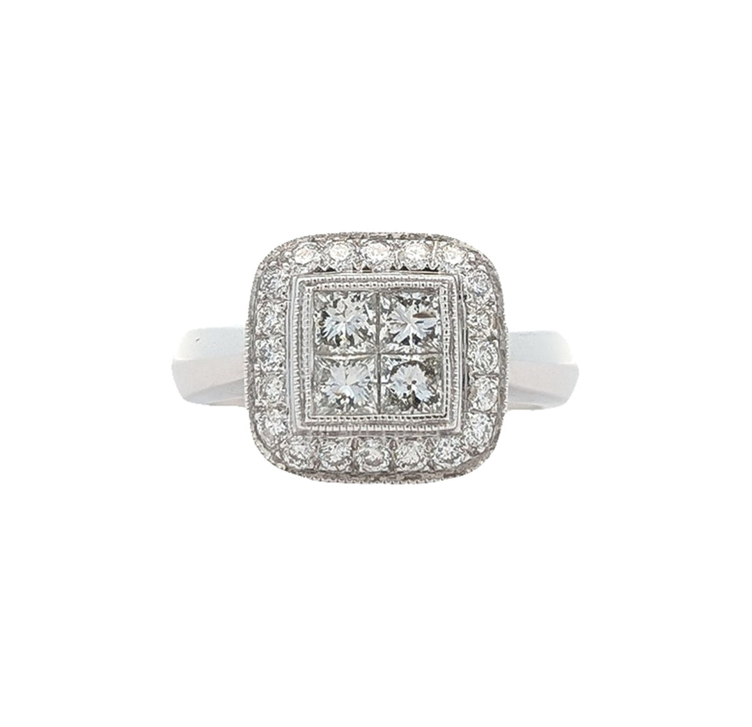 14KT White Gold 1.00ctw Diamond Estate Engagement Ring