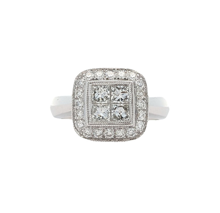 14KT White Gold 1.00ctw Diamond Estate Engagement Ring