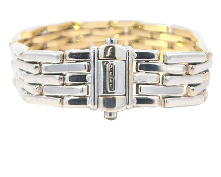 18KT Yellow and White Gold Reversible 0.03ctw Diamond "Chimento" Estate Bracelet