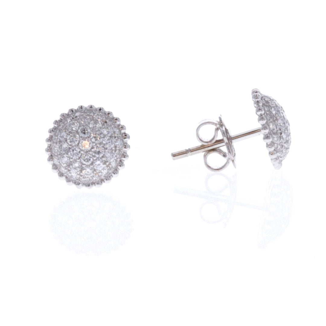 18KT White Gold 0.87ctw Diamond Estate Stud Earrings
