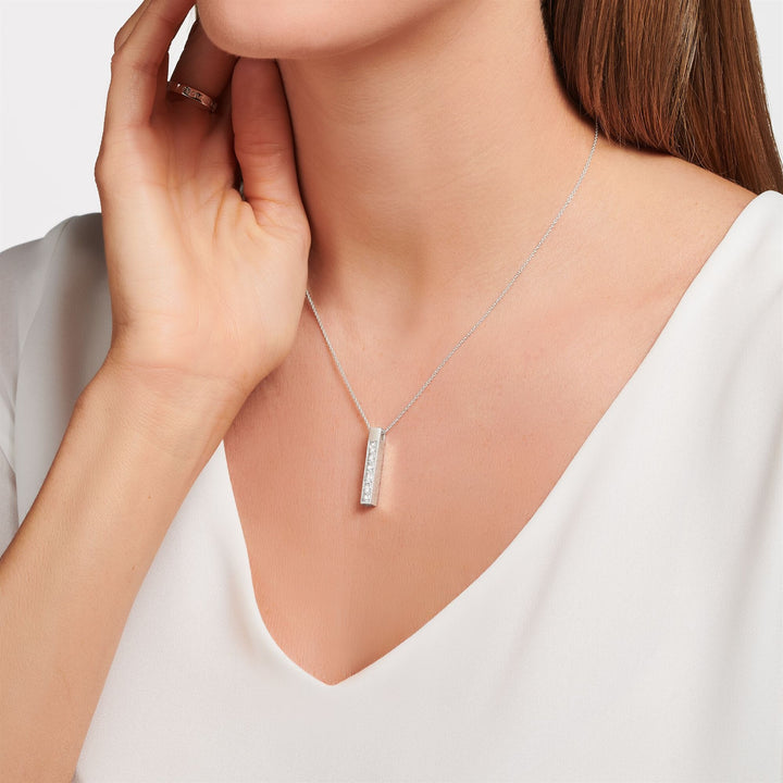 Thomas Sabo Sterling Silver CZ Bar Necklace