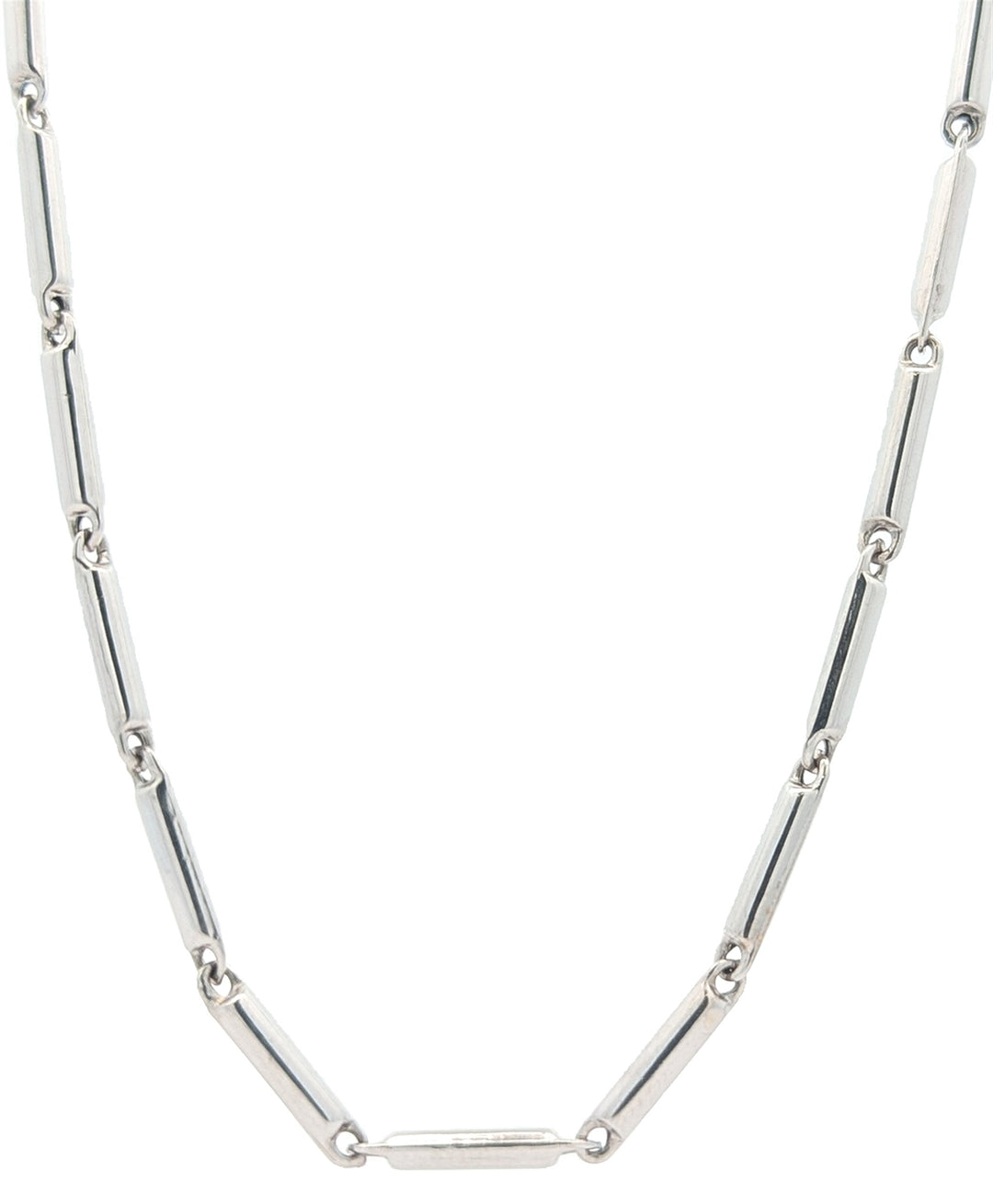 18KT White Gold 22" Bar Link Chain