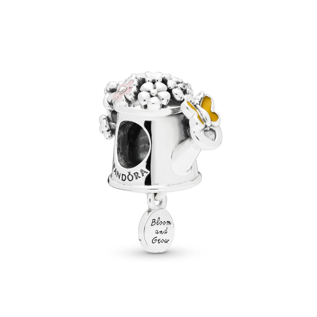 Blooming Watering Can, Transparent Pale Pink, Transparent Warm Yellow Enamel & Clear CZ