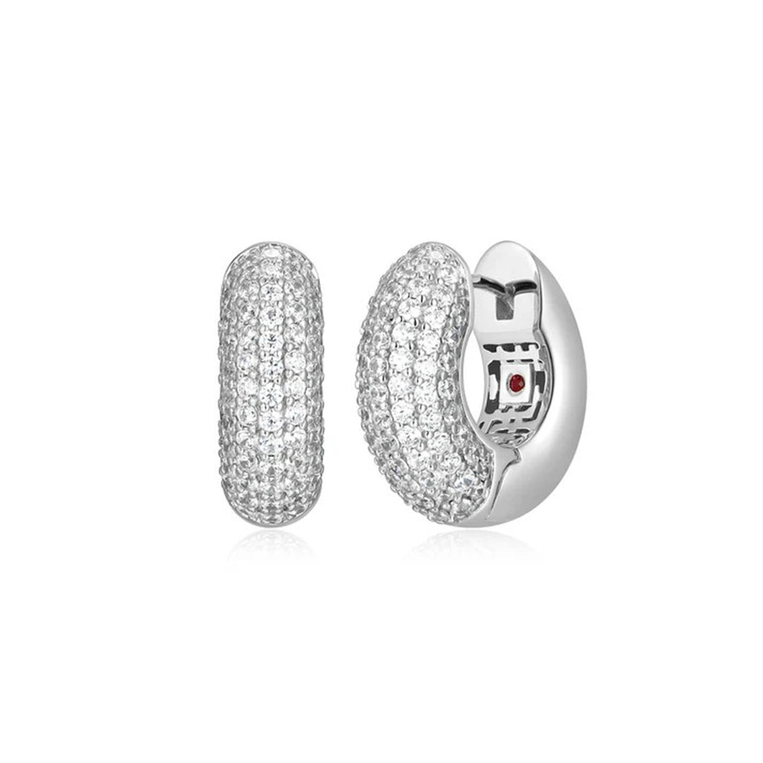 ELLE "Reversa" Sterling Silver Cubic Zirconia Reversible Hoop Earrings