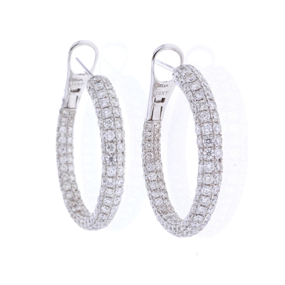 18KT White Gold 5.50ctw Diamond Hoop Estate Earrings