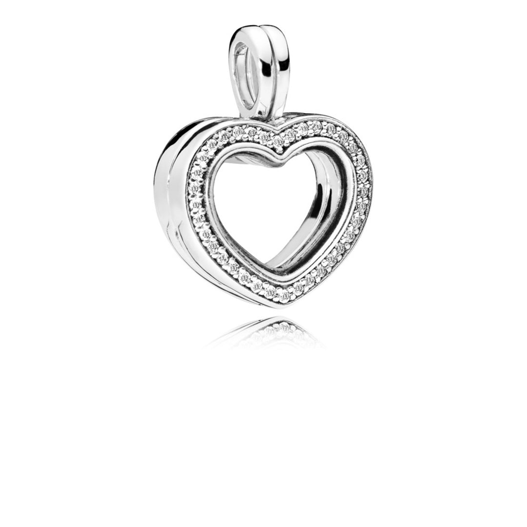 Sparkling PANDORA Floating Heart Locket, Sapphire Crystal Glass & Clear CZ