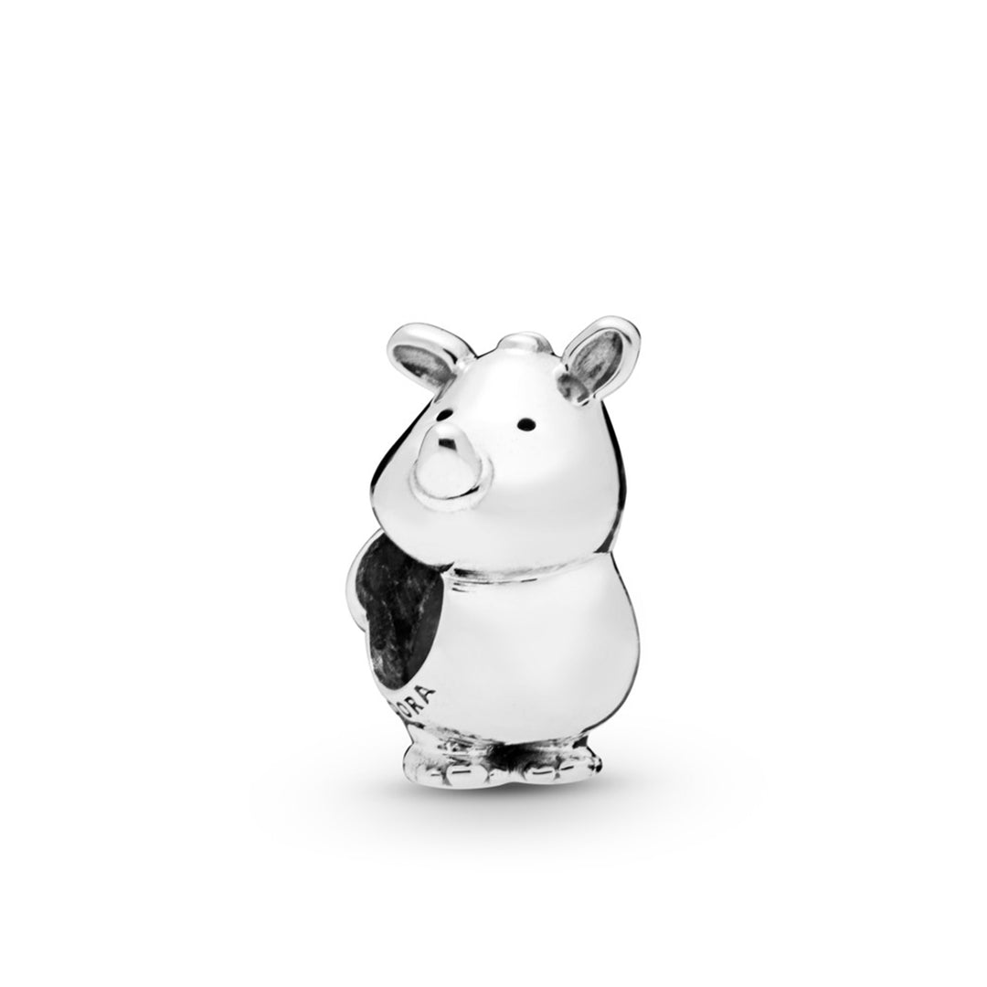Rhinoceros silver charm
