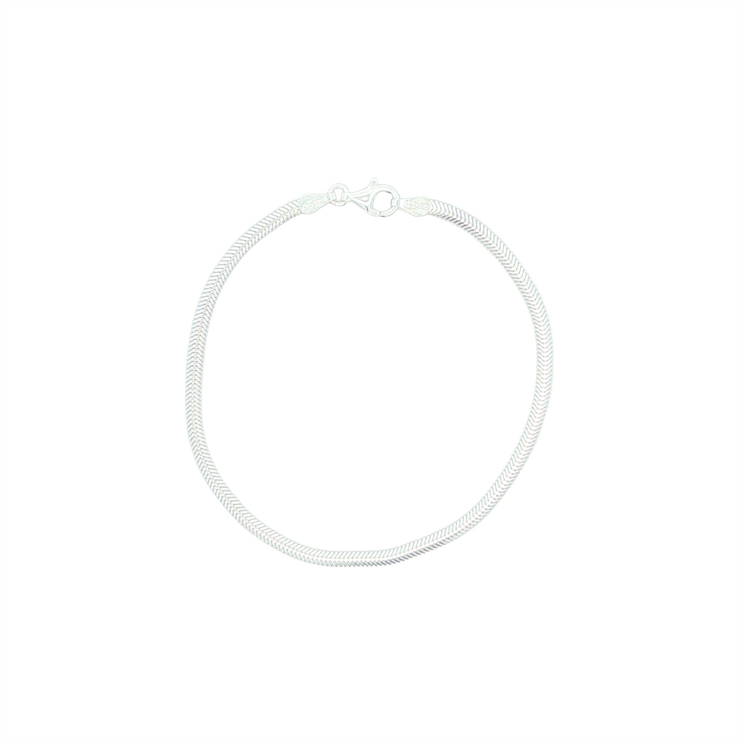 Sterling Silver Flat Oval Snake Chain Bracelet 7"