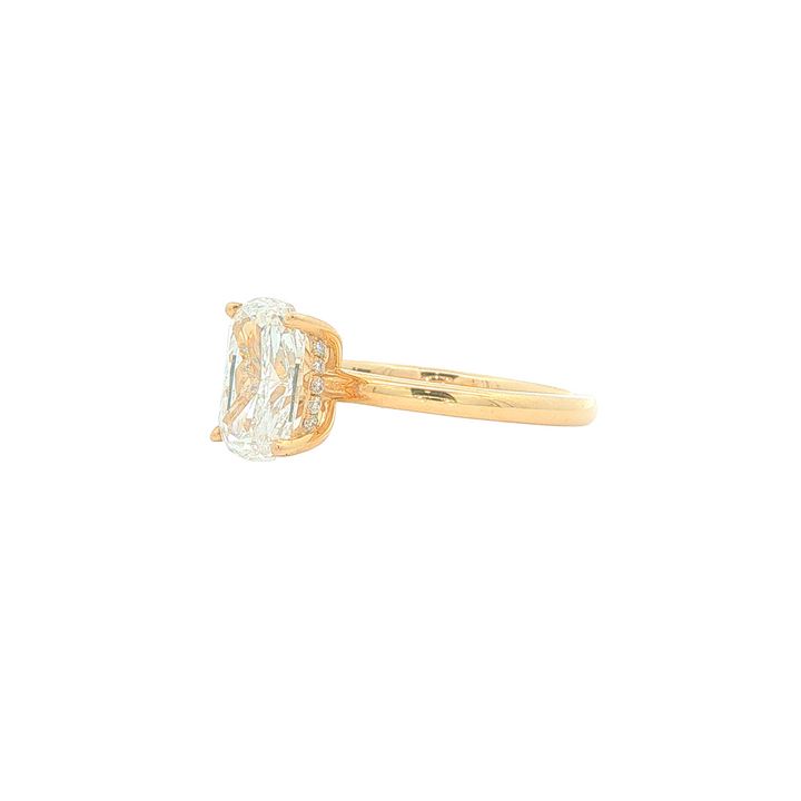 14KT Yellow Gold 1.6ctw Lab Grown Rectangular Cushion Cut Diamond Engagment Ring with Hidden Halo